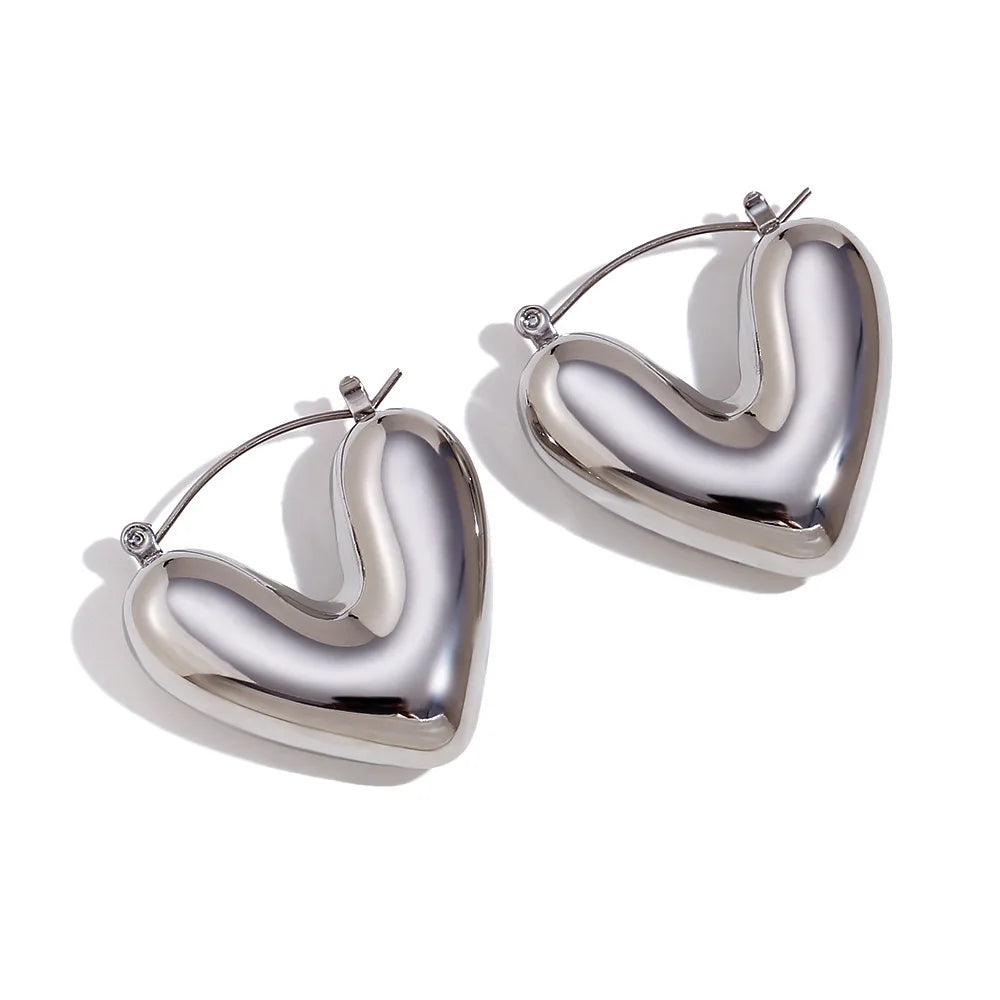 Aretes Aros Corazón plata