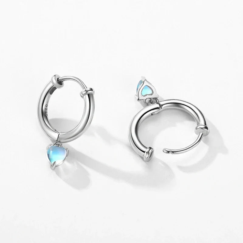 Aretes Aros Corazón Fertilidad Piedra de Luna