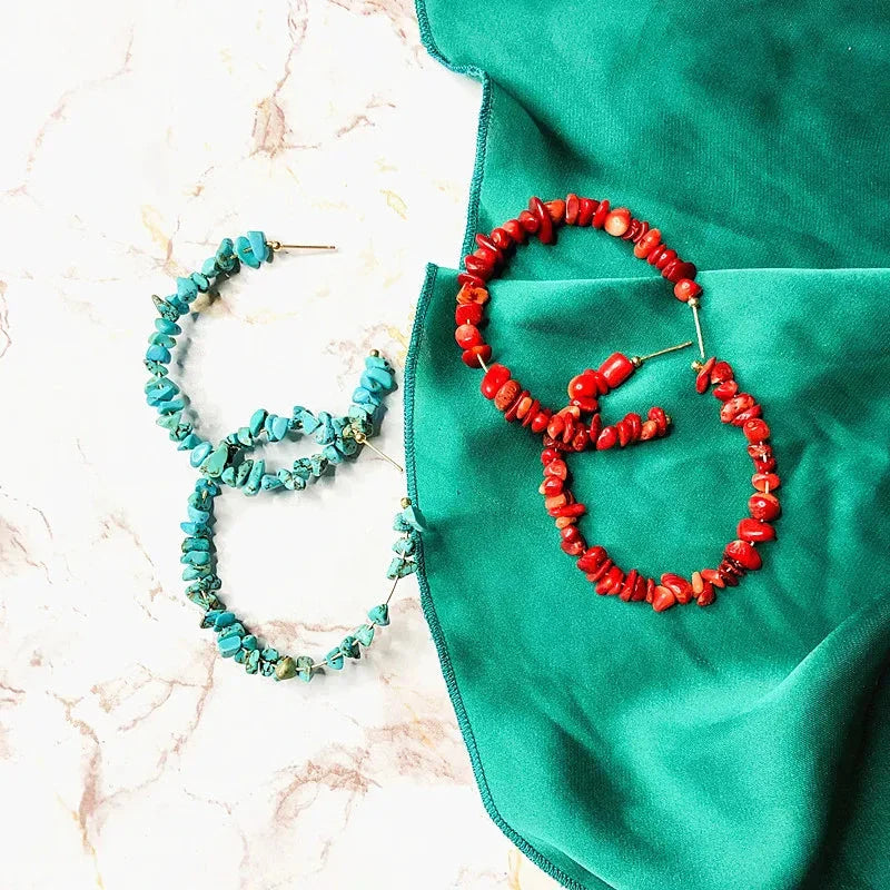 Aretes Aros Coral Verde