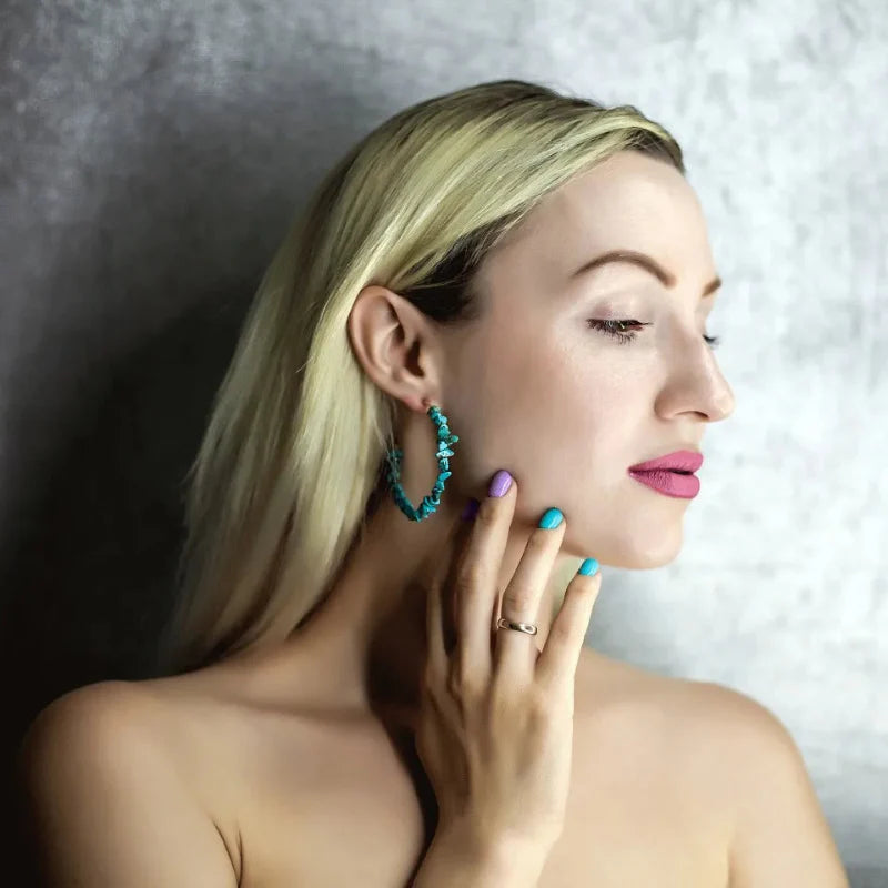 Aretes Aros Coral Azul