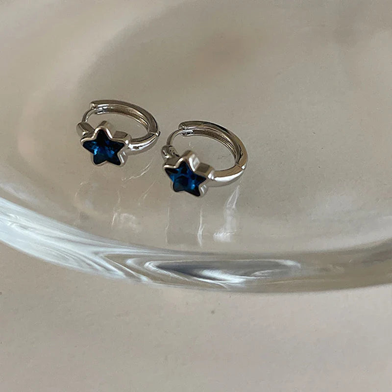 Aretes de Aro Estrella Azul