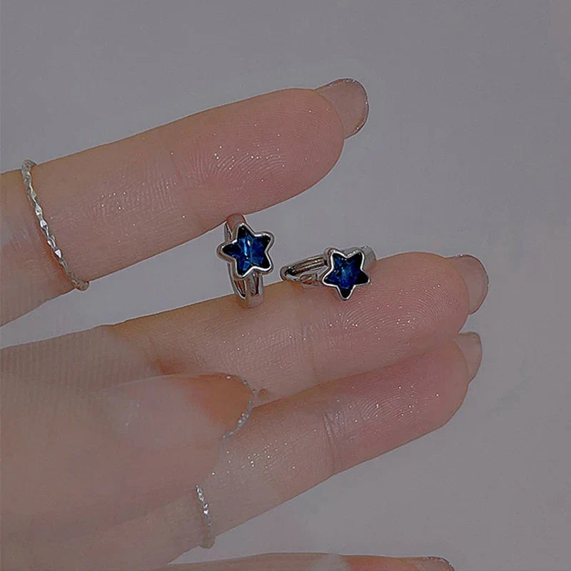 Aretes de Aro Estrella Azul