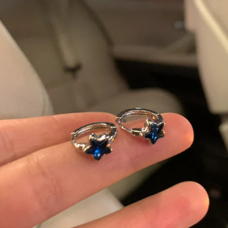 Aretes de Aro Estrella Azul
