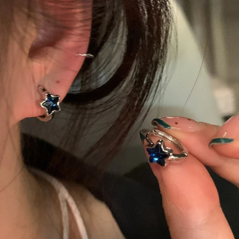 Aretes de Aro Estrella Azul