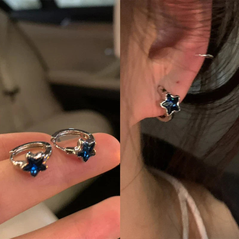 Aretes de Aro Estrella Azul