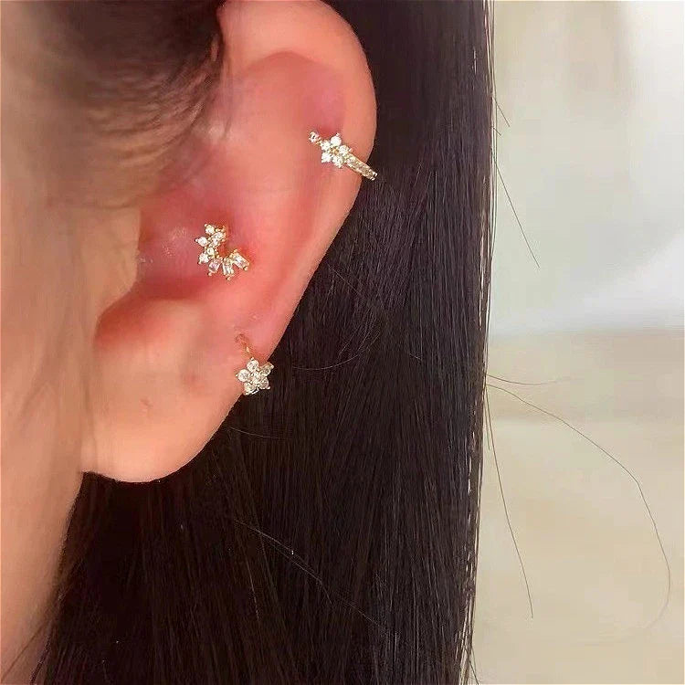 Aretes Aros Estrella con Circonio plata