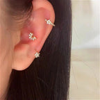 Aretes Aros Estrella con Circonio plata