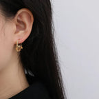 Aretes Aros Colgantes con Estrellas y Lunas en Oro