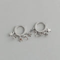 Aretes Aros Colgantes con Estrellas y Lunas en Plata