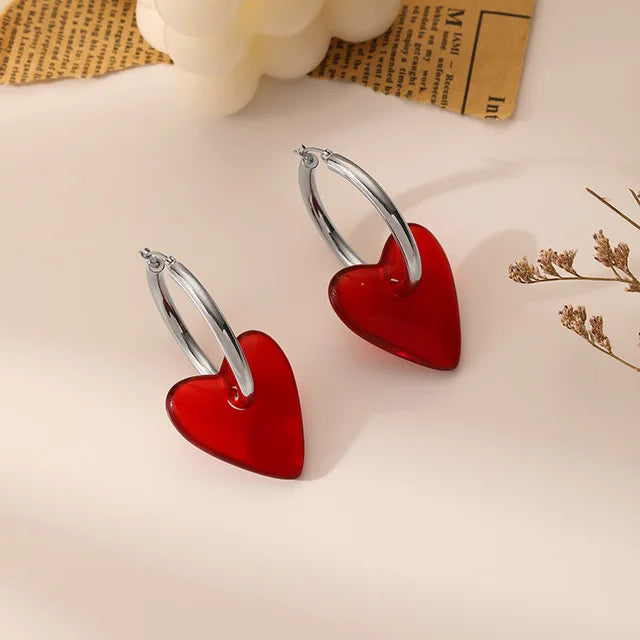 Aretes de Aro para Mujer Corazón plata