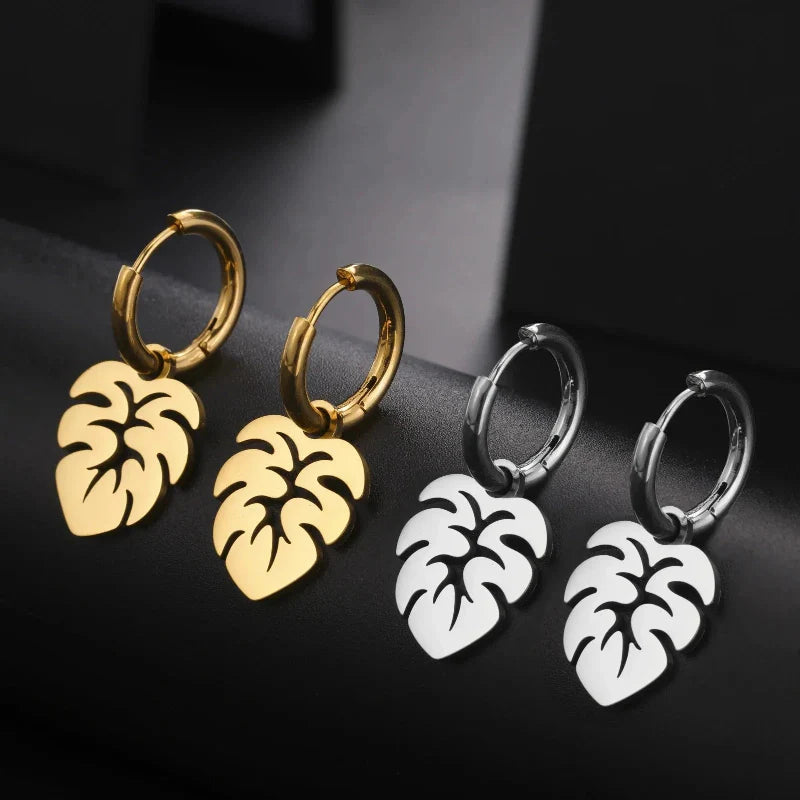 Pendientes de Aro Hoja de Palma plata