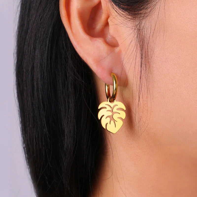 Pendientes de Aro Hoja de Palma oro