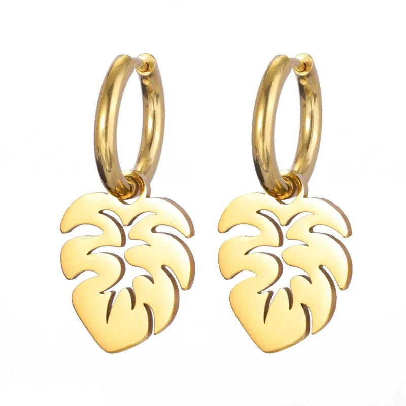 Pendientes de Aro Hoja de Palma oro