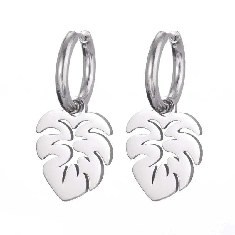 Pendientes de Aro Hoja de Palma plata