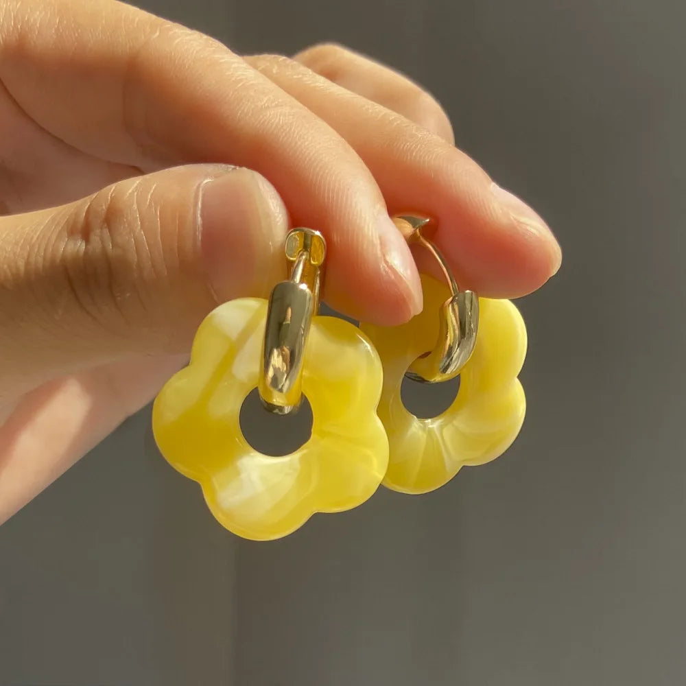 Pendientes Aros Flor de Resina