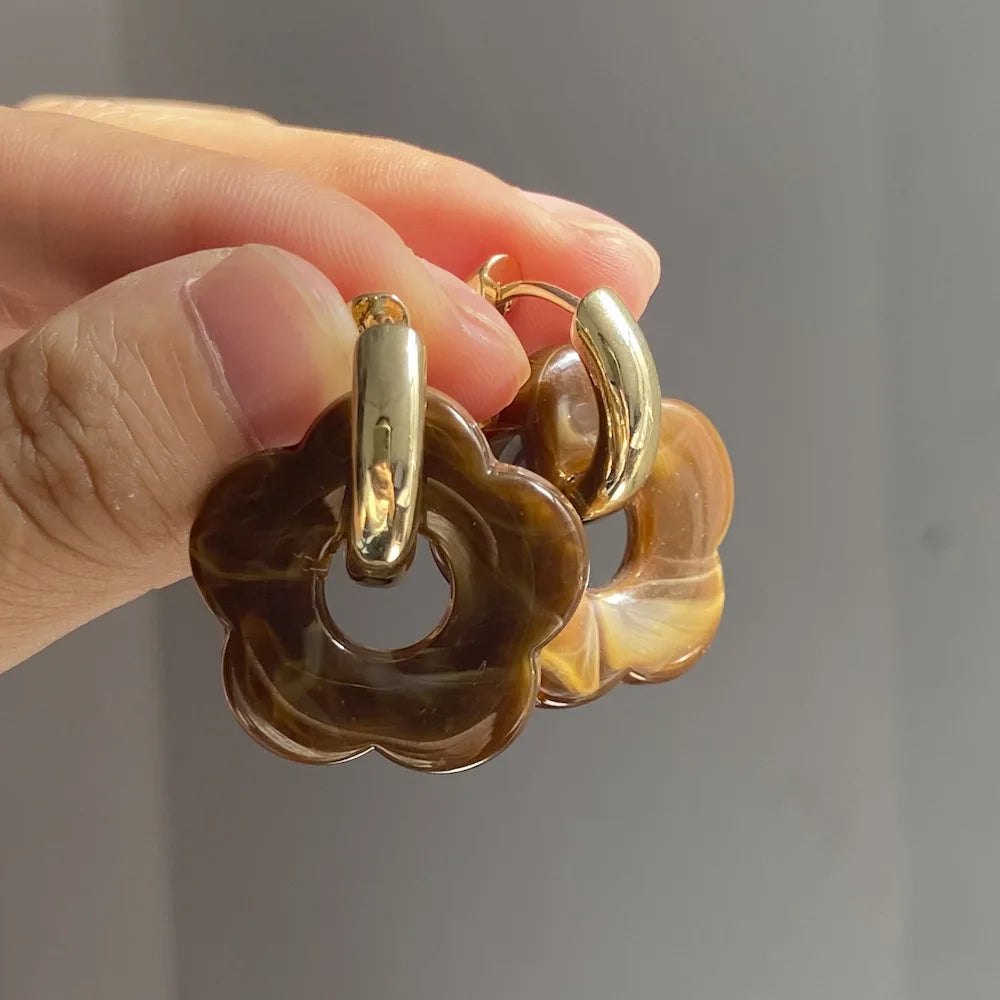 Pendientes Aros Flor de Resina