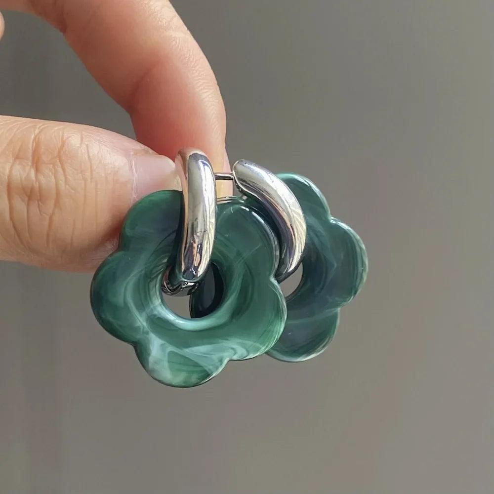 Pendientes Aros Flor de Resina