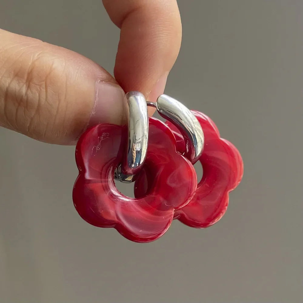 Pendientes Aros Flor de Resina