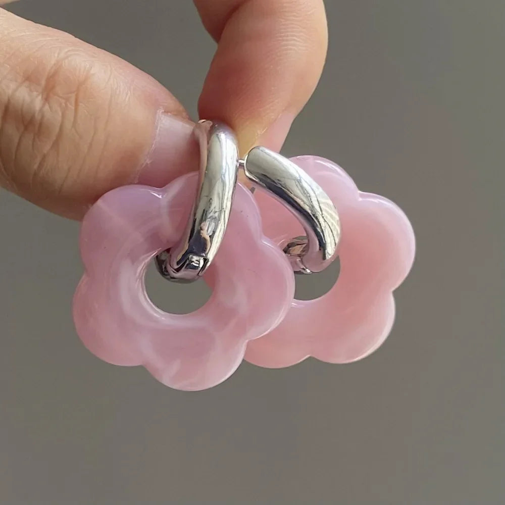 Pendientes Aros Flor de Resina