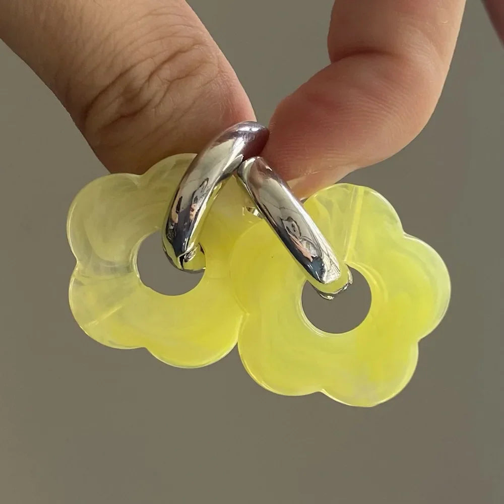 Pendientes Aros Flor de Resina