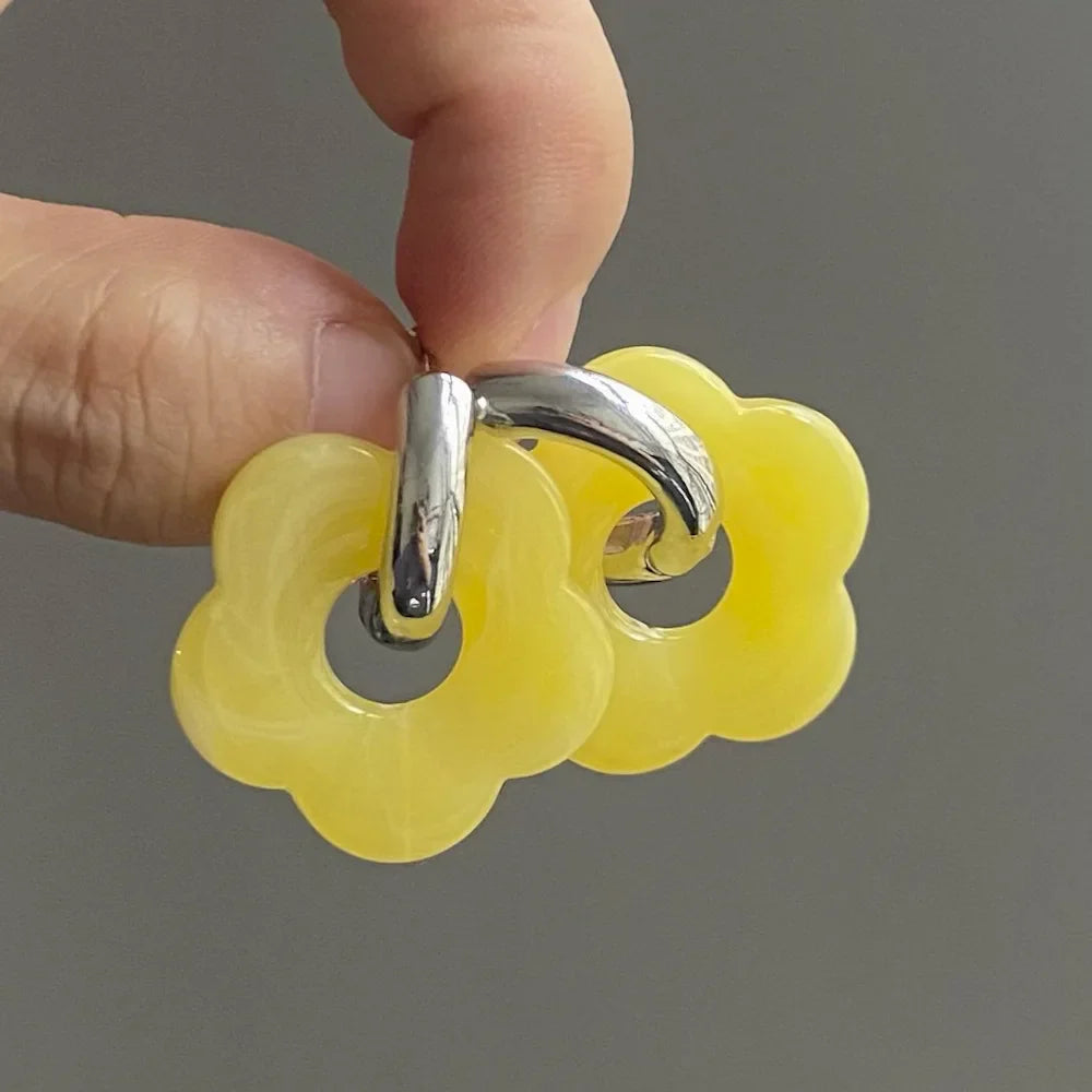 Pendientes Aros Flor de Resina