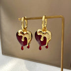 Aretes Aros Fundidos en Forma de Corazón de Oro