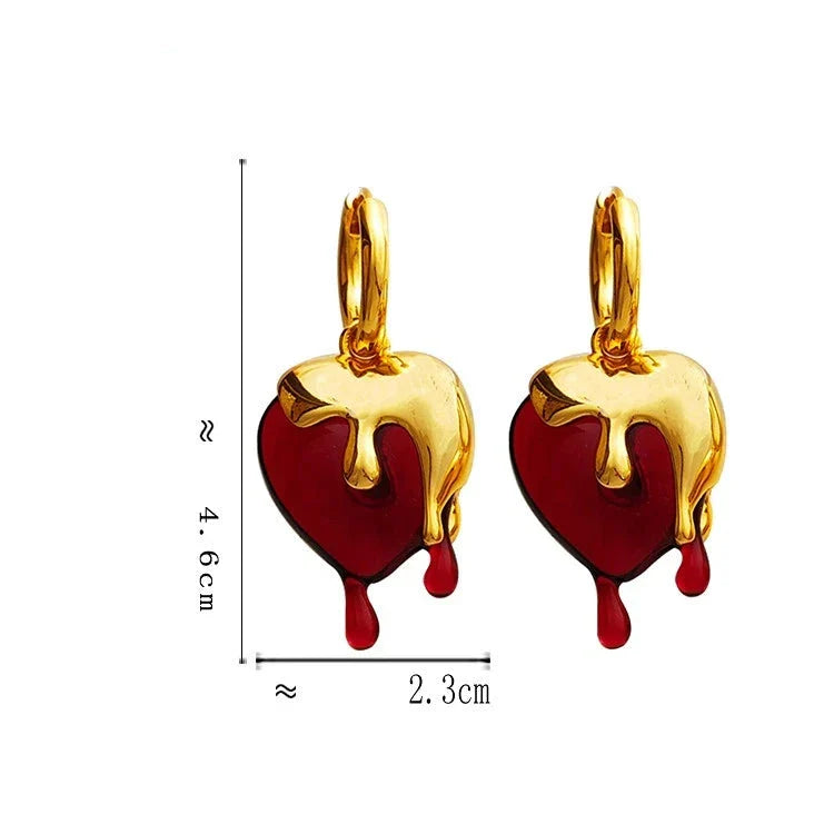 Aretes Aros Fundidos en Forma de Corazón de Oro