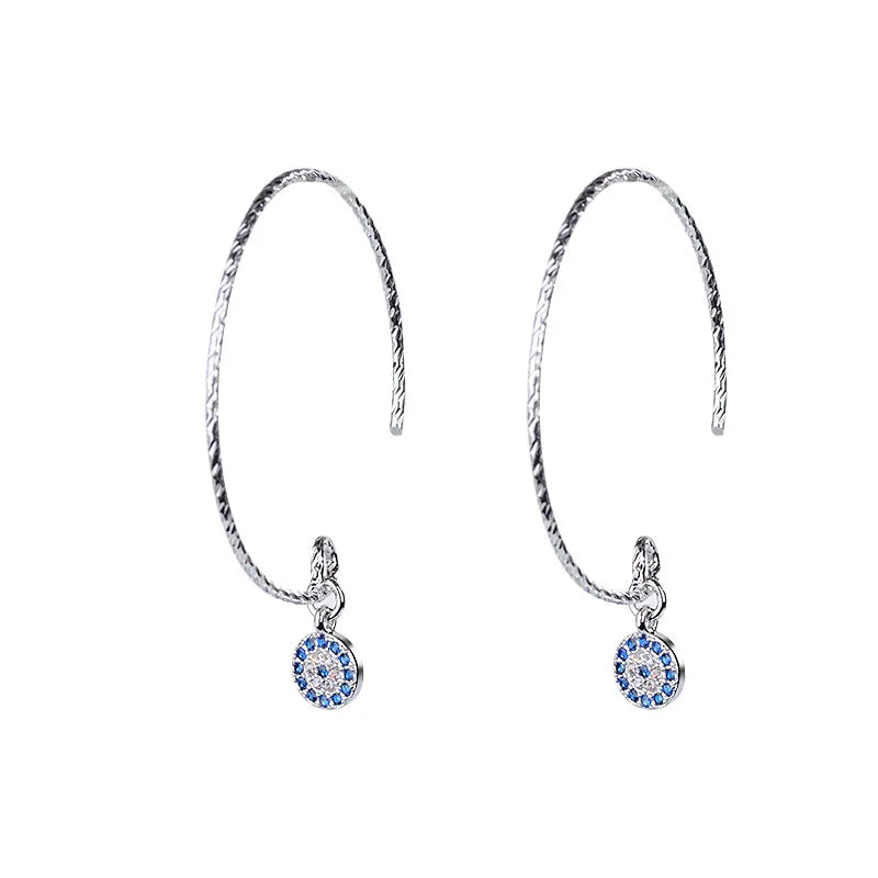 Aretes de Aro con Ojo Turco Azul de Cristal