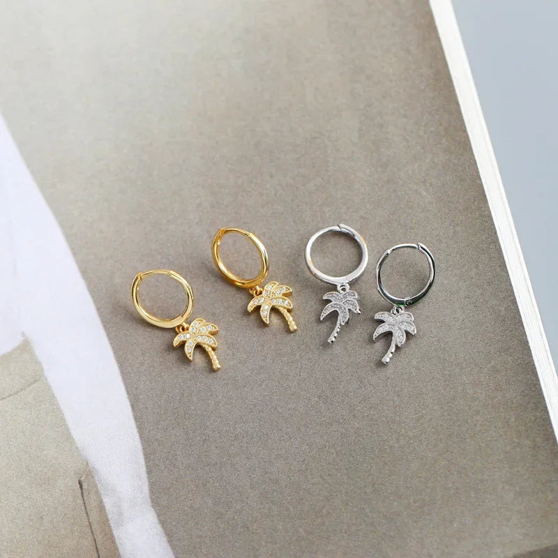 Aretes Aros Palma con Circonio dorados