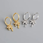 Aretes Aros Palma con Circonio plateados