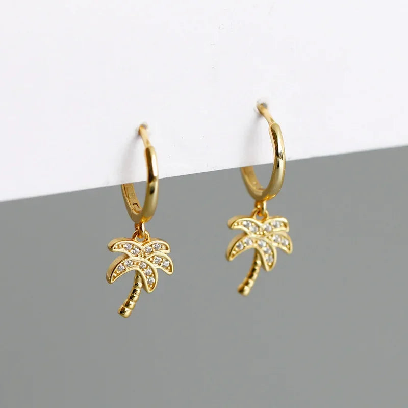 Aretes Aros Palma con Circonio dorados