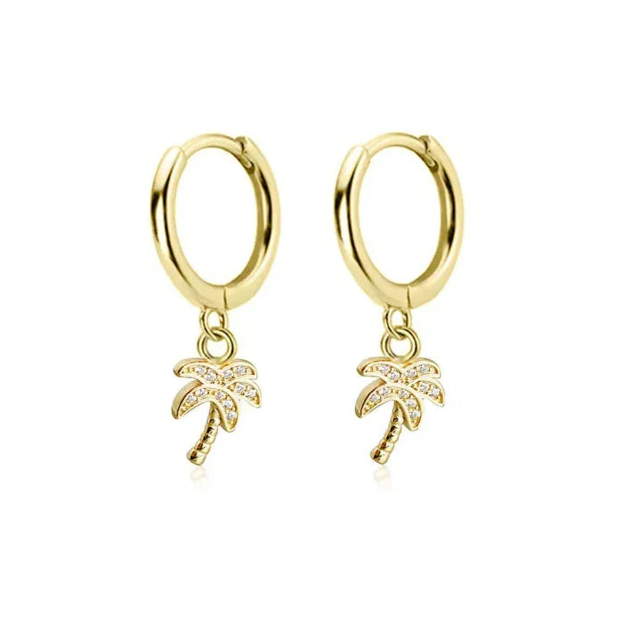 Aretes Aros Palma con Circonio dorados