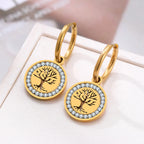 Aretes Colgantes de Aro Árbol de la Vida oro
