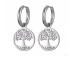 Aretes Colgantes de Aro Árbol de la Vida para Mujer en plata