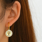 Aretes Colgantes de Aro Árbol de la Vida oro