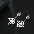 Pendientes Aros Colgantes Nudo de Bruja Protección Mujer Wicca plata