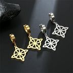 Pendientes Aros Colgantes Nudo de Bruja Protección Mujer Wicca oro