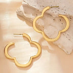 Aretes Aros Trébol de 4 hojas