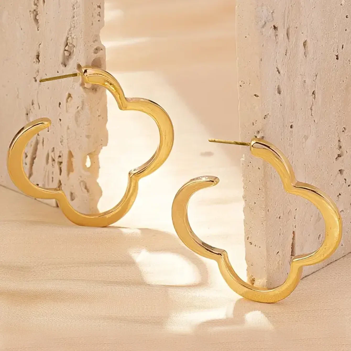 Aretes Aros Trébol de 4 hojas