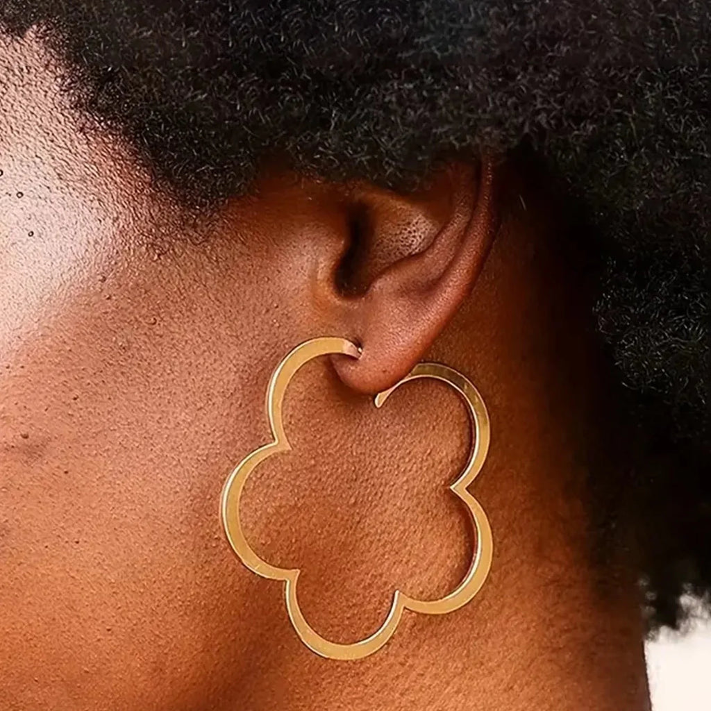 Aretes Aros Trébol de 5 hojas