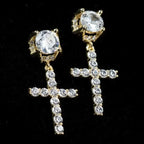 Aretes Cruz Discreta Hombre Mujer oro