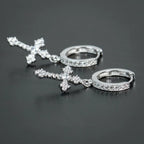 Aretes Cruz Discreta Hombre Mujer plata estilo 1