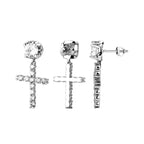 Aretes Cruz Discreta Hombre Mujer plata estilo 2