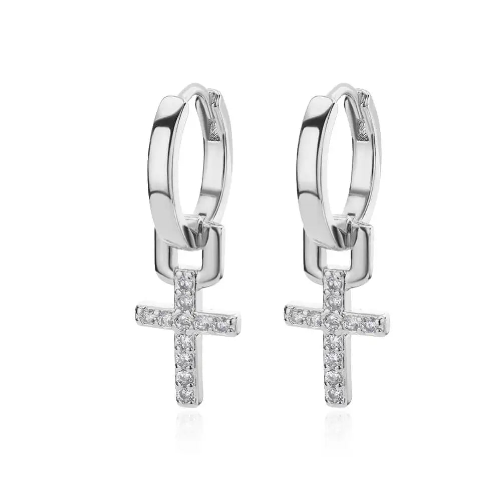 Aretes de Cruz para Mujer Aros de plata
