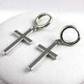 Aretes Colgantes de Cruz en Plata