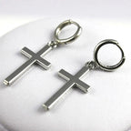 Aretes Colgantes de Cruz en Plata