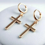 Aretes Colgantes de Cruz en Oro