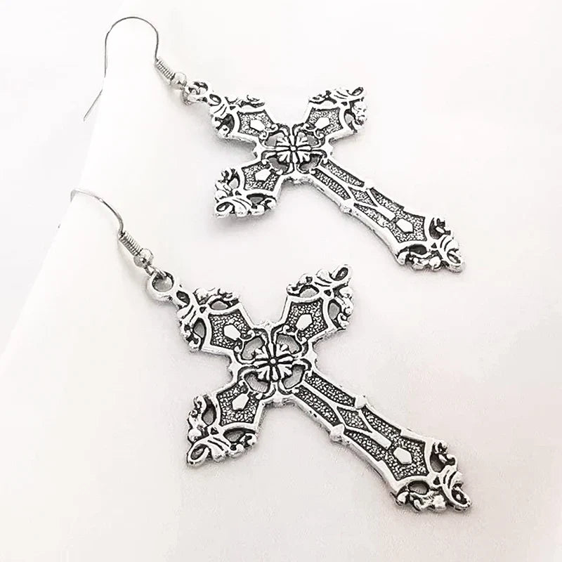 Aretes de Cruz Estilo Gótico para Mujer