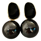 Aretes de Estilo Retro con Perlas Blancas negro