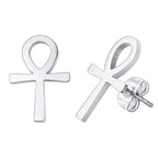 Aretes Egipto Cruz de Ankh Hombre Mujer Plata